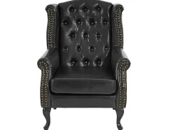 Vente-unique Fauteuil Met Holle Rugleuning-Oxford Fauteuil, Zwart Zonder Voetenbank