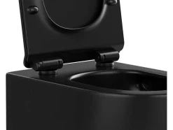 Vente-unique Hangend Toilet-Pakket Zwevend Toilet Mat Zwart Met Frame En Drukplaat - Javoine
