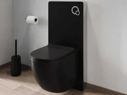 Vente-unique Hangend Toilet-Pakket Zwevend Toilet Met Sierframe - Matzwart - Javoine
