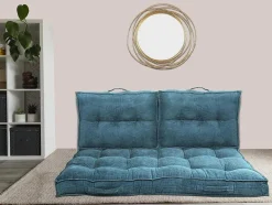 OZAIA Huistextiel-Palletkussen - 120 X 80 X 10 Cm - Ribfluweel - Blauw - Baila