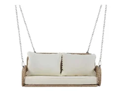 ModernLuxe Hangstoel-Pe Rotan Hangstoel - Tuinschommel - 2 Plaatsen - Met Kussens - Beige