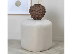 Venture Home Poef-Peg Poef, Hocker O46Cm Velours Wit.