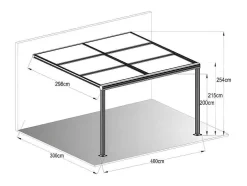 EXPERTLAND Prieel, Pergola, Gazebo En Kiosk-Pergola Voor Tegen De Muur Met Schuifbaar Dak - 12 M - Antraciet - Izeda