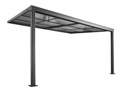EXPERTLAND Prieel, Pergola, Gazebo En Kiosk-Pergola Voor Tegen De Muur Met Schuifbaar Dak - 12 M - Antraciet - Izeda
