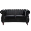 Vente-unique Chesterfield Zitbank-2-Persoons Zwarte Fluwelen Chesterfield Zitbank Trumbo