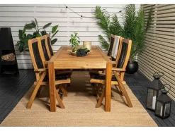 Vente-unique Tuinset-Peter Tuinstoel 5 Pos. Instelbaar Zwart, Acacia.
