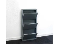Vente-unique Schoenenkast-Pisa Schoenenkast Grijs Metaal Met 3 Vakken.