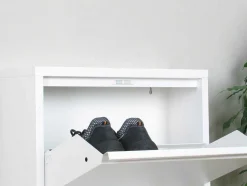 Vente-unique Schoenenkast-Pisa Schoenenkast Wit Metaal Met 5 Vakken - Set Van 3.