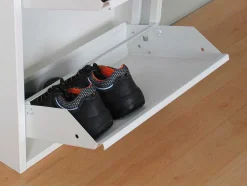 Vente-unique Schoenenkast-Pisa Schoenenkast Wit Metaal Met 5 Vakken - Set Van 3.
