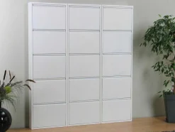 Vente-unique Schoenenkast-Pisa Schoenenkast Wit Metaal Met 5 Vakken - Set Van 3.