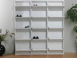 Vente-unique Schoenenkast-Pisa Schoenenkast Wit Metaal Met 5 Vakken - Set Van 3.