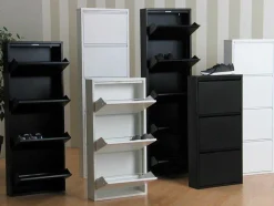 Vente-unique Schoenenkast-Pisa Schoenenkast Wit Metaal Met 5 Vakken - Set Van 3.