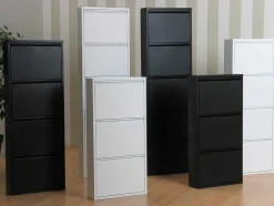 Vente-unique Schoenenkast-Pisa Schoenenkast Wit Metaal Met 5 Vakken - Set Van 3.
