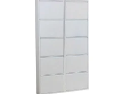 Vente-unique Schoenenkast-Pisa Schoenenkast Wit Metaal Met 5 Vakken - Set Van 2.