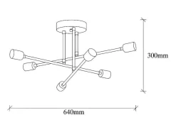 OZAIA Plafondlamp-Plafondlamp Van Metaal Flowera - 3 Armen - L64 Cm X H30 Cm - Zwart