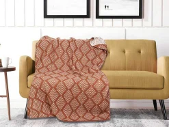 OZAIA Huistextiel-Plaid Oyace - Acryl En Wol - 130 X 170 Cm - Ivoor En Rood