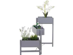 Vente-unique Tuinopslag-Plantenrek Staand Rek, Grijs-Blauw