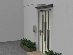 Vente-unique Luifel En Afdak-Platte Deurluifel Van Aluminium 140 X 90 Cm Met Ledverlichting - Luxama