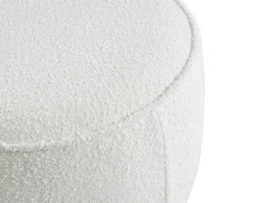 Vente-unique Poef-Poef Van Boucle Stof Met Voet In Lichtkleurig Hout - Miloden