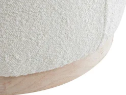 Vente-unique Poef-Poef Van Boucle Stof Met Voet In Lichtkleurig Hout - Miloden