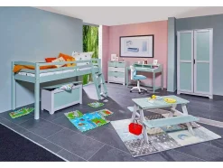 Vente-unique Kindermeubel-Prati Kledingkast 2 Deuren Lichtgrijs, Muntgroen.