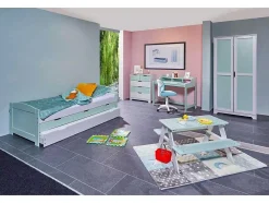 Vente-unique Kindermeubel-Prati Kommode 5 Laden Lichtgrijs, Muntgroen.