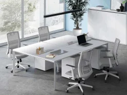 Workēa Kantoormeubilair-Professioneel Bureau Voor 4 Personen - Wit - L120 Cm - Downtown