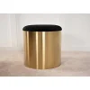 Venture Home Poef-Puff Poef, Hocker O45Cm Velours Zwart, Messing.