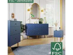 ModernLuxe Ladekast-Ragement Ladekast Voor Slaapkamer - 3 Lades - Donkerblauw