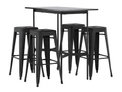 Vente-unique Barmeubel-Rax Barmeubelset Bartafel Zwart En 4 Tempe Barstoelen Zwart.