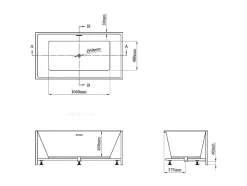 Shower & Design Halfvrijstaand Bad-Rechthoekig Halfvrijstaand Bad - 202 L - 150 X 75 X 58 Cm - Wit - Acryl - Pikaia