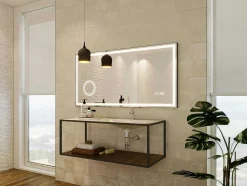 OZAIA Accessoires & Spiegels-Rechthoekige Badkamerspiegel Met Licht En Digitale Klok - 120 X 60 Cm Aitana