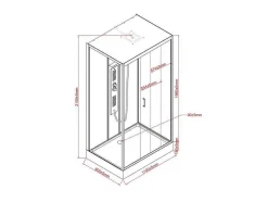 Shower & Design Douchecabine-Rechthoekige Douchecabine Met Massagestralen Plaatsingsrichting Naar Keuze L120 X B80 X H215 Cm Sulipa