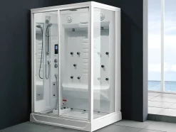 Shower & Design Douchecabine-Rechthoekige Douchecabine Met Balneotherapie En Hamam Arthemis - 12 Massagestralen