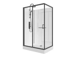 Shower & Design Douchecabine-Rechthoekige Douchecabine Omkeerbare Plaatsingsrichting - Matzwart - L110 X B80 X H225 Cm Zodani