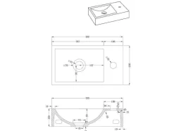 Shower & Design Muurkast Badkamer-Rechthoekige Hangende Wastafel Met Drager - L40 X B22 Cm - Uchami