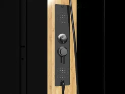 Shower & Design Douchecabine-Rechthoekige Hydromassage Douchecabine Met Bamboe - Omkeerbare Installatie - Mat Zwart - L120 X B80 X H225 Cm - Vituna