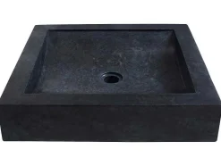 Shower & Design Wastafel-Rechthoekige Marmeren Wastafel - Zwart - 50 Cm - Sourgout