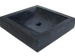 Shower & Design Wastafel-Rechthoekige Marmeren Wastafel - Zwart - 50 Cm - Sourgout