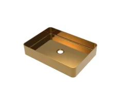 Shower & Design Wastafel-Rechthoekige Wastafel Om Te Plaatsen - Geborsteld Goudkleurig - L50 X B35,2 Cm - Demarquy