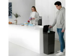 OZAIA Keukenaccessoire En -Opbergruimte-Recyclingvuilnisbak Met 3 Compartimenten - Gerecycled Plastic - 80L - Antraciet - Vanern