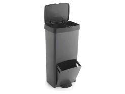 OZAIA Keukenaccessoire En -Opbergruimte-Recyclingvuilnisbak Met 3 Compartimenten - Gerecycled Plastic - 80L - Antraciet - Vanern