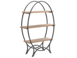 Vente-unique Boekenkast & Vitrine-Rek Met 3 Legplanken In Mdf En Metaal - Houtlook En Zwart - Lolana