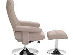 Loft24 Fauteuil Leer-Relaxfauteuil + Kruk Cappucino