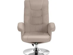 Loft24 Fauteuil Leer-Relaxfauteuil + Kruk Cappucino