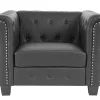Vente-unique Fauteuil Met Holle Rugleuning-Relaxfauteuil Edinburgh Ronde Poten, Vierkante Voet, Zwart