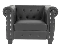 Vente-unique Fauteuil Met Holle Rugleuning-Relaxfauteuil Edinburgh Ronde Poten, Vierkante Voet, Zwart