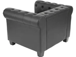 Vente-unique Fauteuil Met Holle Rugleuning-Relaxfauteuil Edinburgh Ronde Poten, Vierkante Voet, Zwart