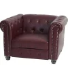 Vente-unique Fauteuil Met Holle Rugleuning-Relaxfauteuil Edinburgh Ronde Poten, Ronde Poten, Roodbruin