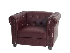 Vente-unique Fauteuil Met Holle Rugleuning-Relaxfauteuil Edinburgh Ronde Poten, Ronde Poten, Roodbruin